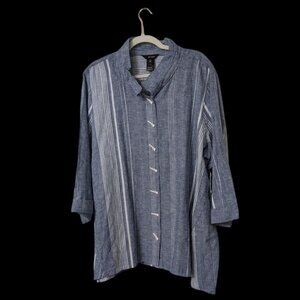 Ali Miles Blue Striped Button-Down Tunic